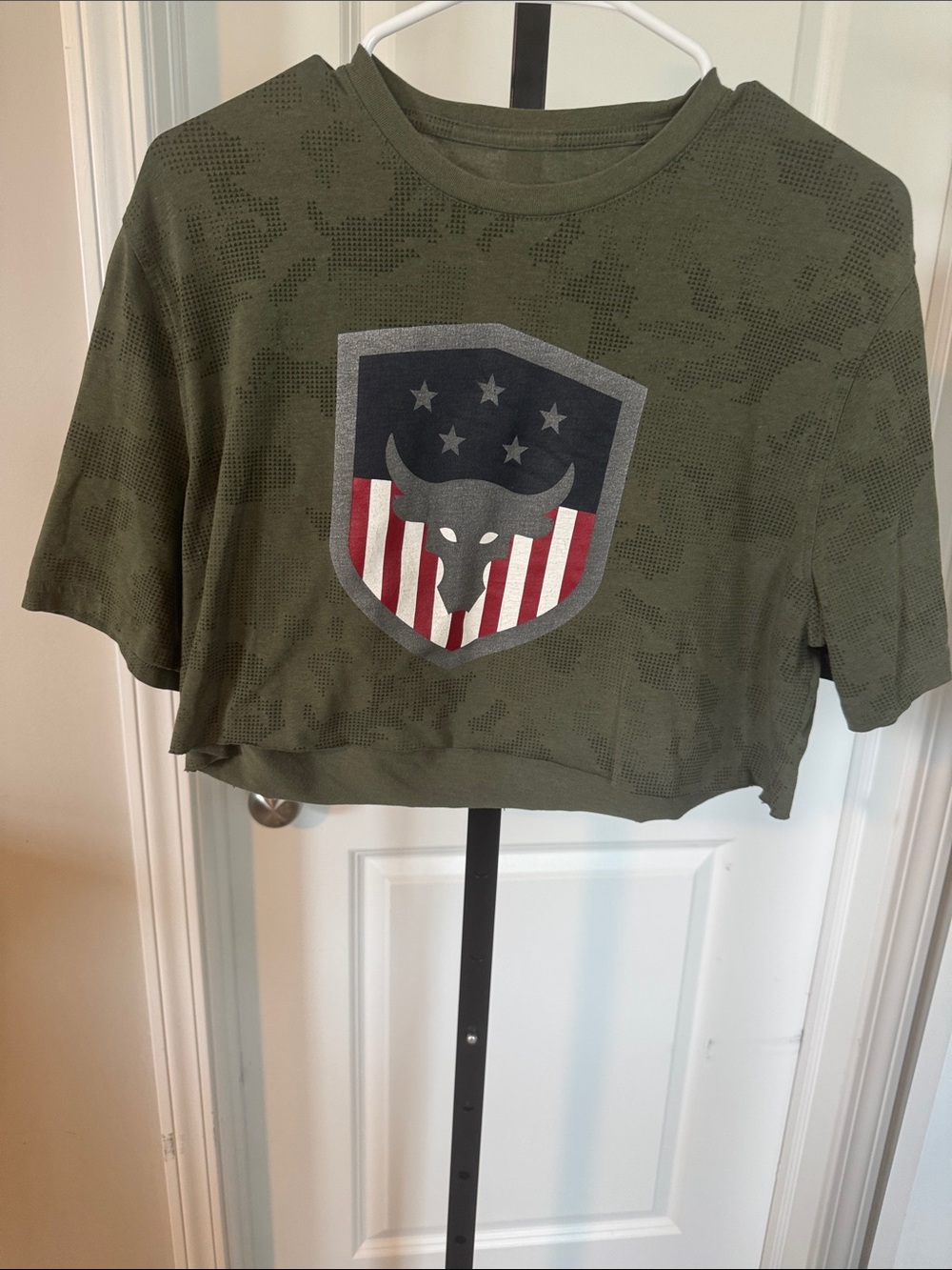 Under Armour Olive Green Cropped Shield Tee